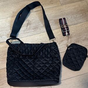 Amy Stran x AHDORNED Quilted Nylon Tote with Accessories Black